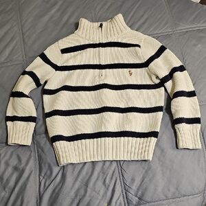 Polo Ralph Lauren Cream and Black Zip-Up Sweater